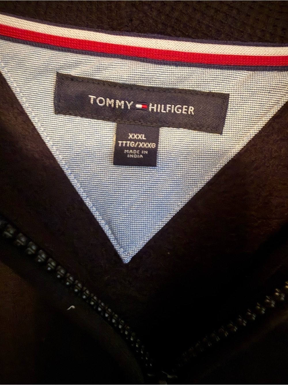 Tommy Hilfiger Black Hoodie Jacket with Signature Trim